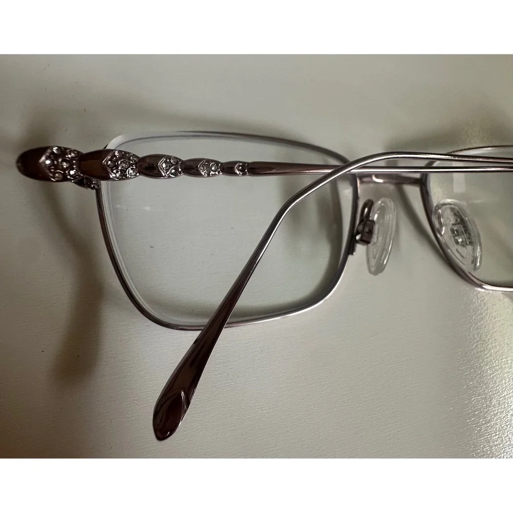 Tura Titanium Eyeglasses Frames Purple Pink Rhinestone Rectangular 50-17-135